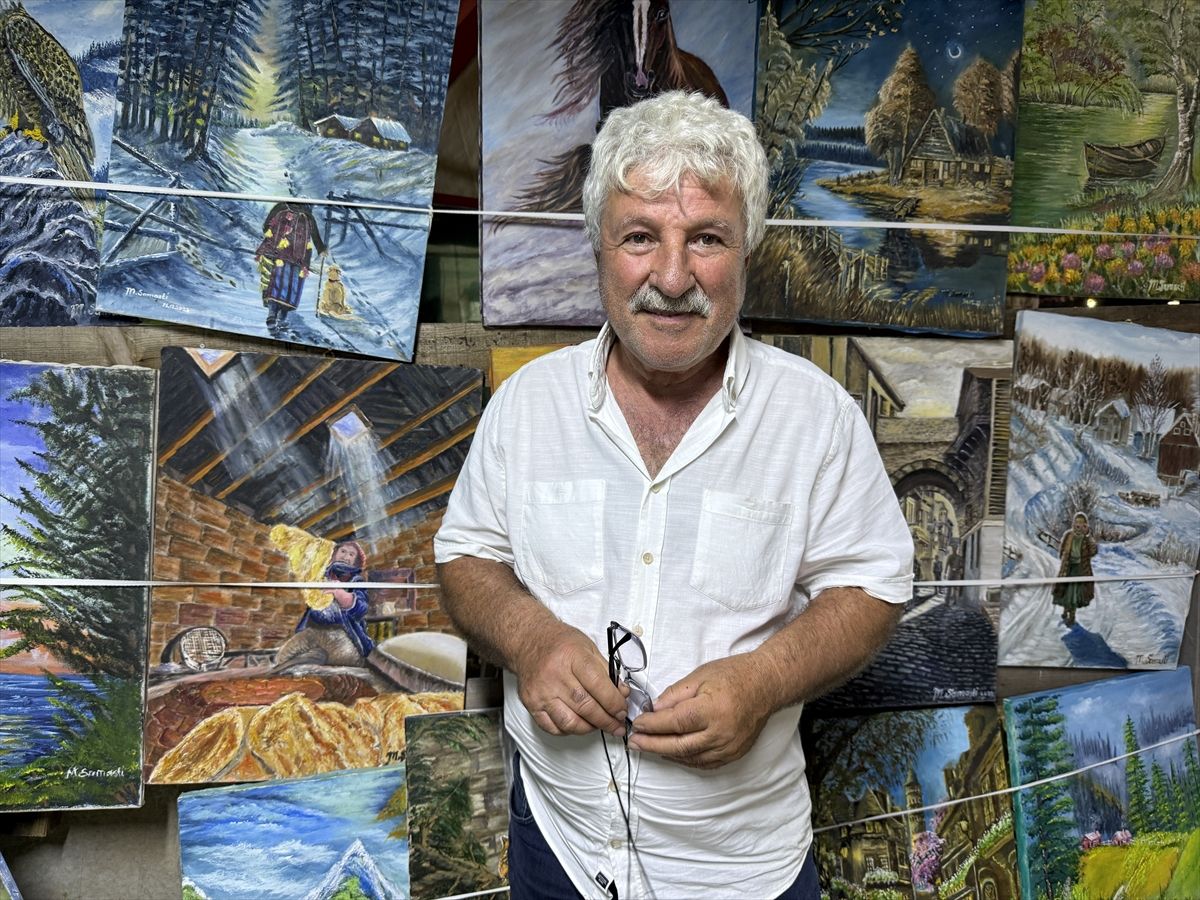 Emekli inşaat ustası 71 yaşındaki ressam altıncı sergisini açtı